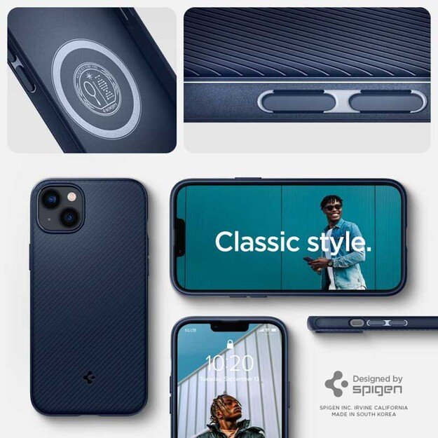 „Spigen Mag Armor“ – dėklas, skirtas „iPhone 14 Plus“ (tamsiai mėlynas)