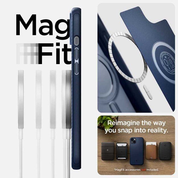 „Spigen Mag Armor“ – dėklas, skirtas „iPhone 14 Plus“ (tamsiai mėlynas)