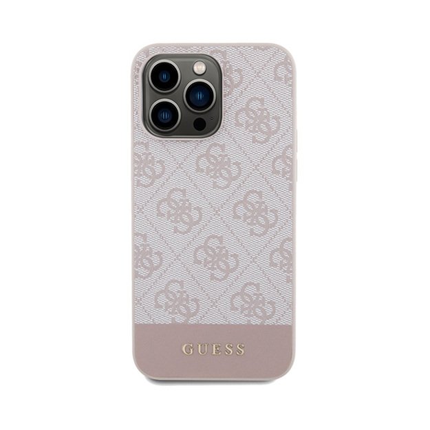 „Guess 4G Bottom Stripe“ kolekcija – „iPhone 15 Pro Max“ dėklas (rožinis)