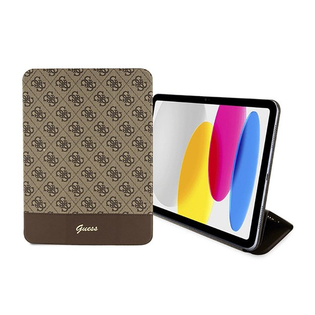 „Guess 4G Stripe Allover“ dėklas, skirtas „iPad 10.9“ (2022) (rudas)