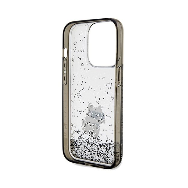 Karl Lagerfeld Liquid Glitter Choupette dėklas iPhone 14 Pro Max (skaidrus)