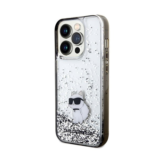 Karl Lagerfeld Liquid Glitter Choupette dėklas iPhone 14 Pro Max (skaidrus)