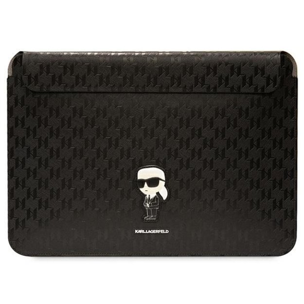 Karl Lagerfeld NFT Saffiano Monogram Ikonik Karl Sleeve – 14 colių nešiojamojo kompiuterio dėklas (juodas) 4