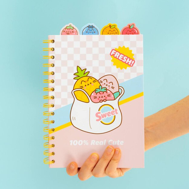 Pusheen - užrašų knygelė / bloknotas A5 iš vaisių kolekcijos 7