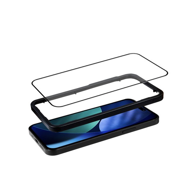 „Crong 3D Armour Glass“ – grūdintas stiklas iPhone 17 Pro Max + montavimo rėmelis 3