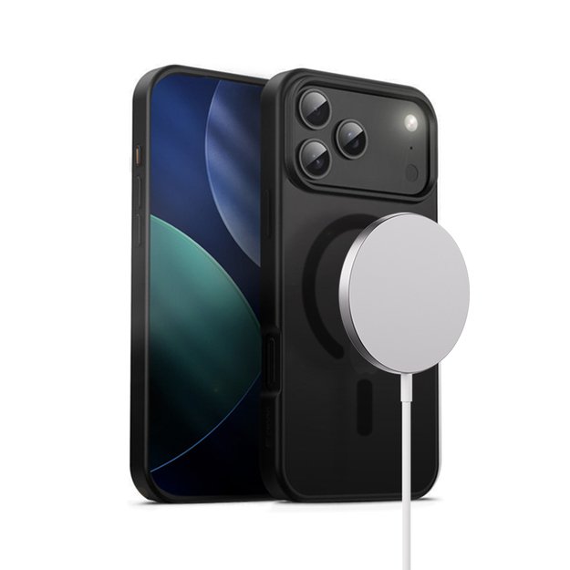 „Crong Hybrid Frost MAG“ dėklas – „MagSafe iPhone 17 Pro Max“ (juodas) 7