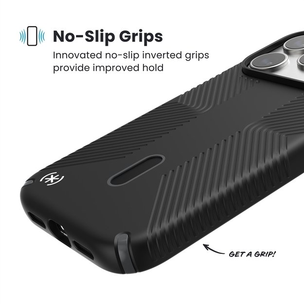 „Speck Presidio2 Grip ClickLock & MagSafe“ dėklas, skirtas „iPhone 17 Pro Max“ (juodas / pilkas / baltas) 13