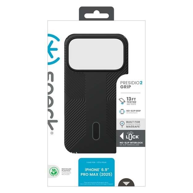 „Speck Presidio2 Grip ClickLock & MagSafe“ dėklas, skirtas „iPhone 17 Pro Max“ (juodas / pilkas / baltas) 26
