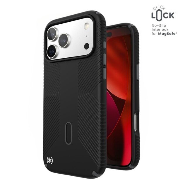 „Speck Presidio2 Grip ClickLock & MagSafe“ dėklas, skirtas „iPhone 17 Pro Max“ (juodas / pilkas / baltas) 14