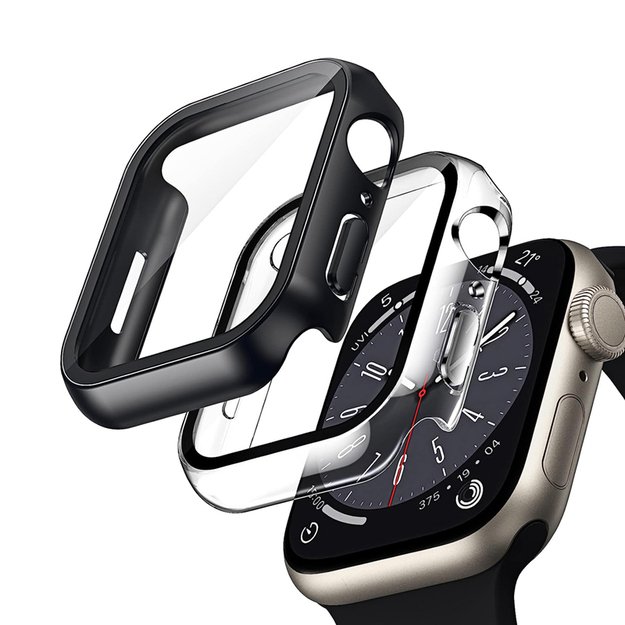 Crong hibridinis laikrodžio dėklas – dėklas su stiklu, skirtas Apple Watch 45 mm (skaidrus)  1