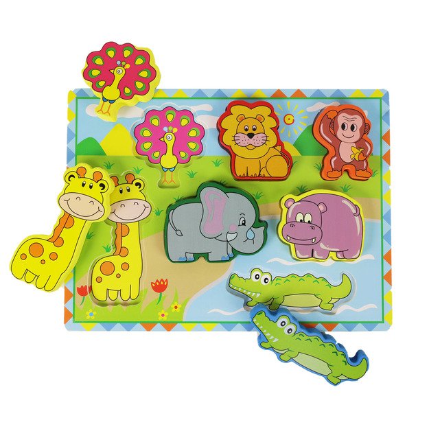 the wooden baby puzzle - safari