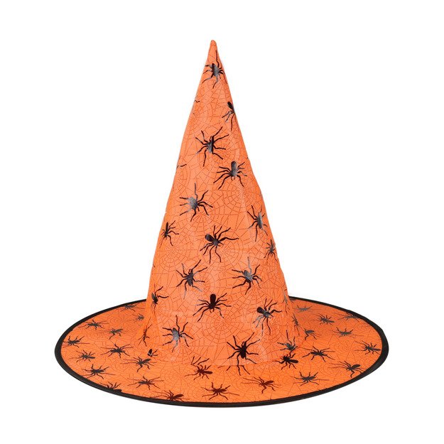 Witch orange hat with spiders for adults 1