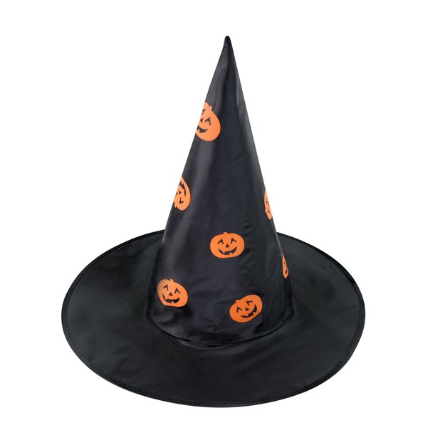 Children witch hat with pumkins