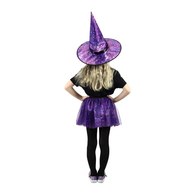 Children costume purple witch tutu skirt with hat 4