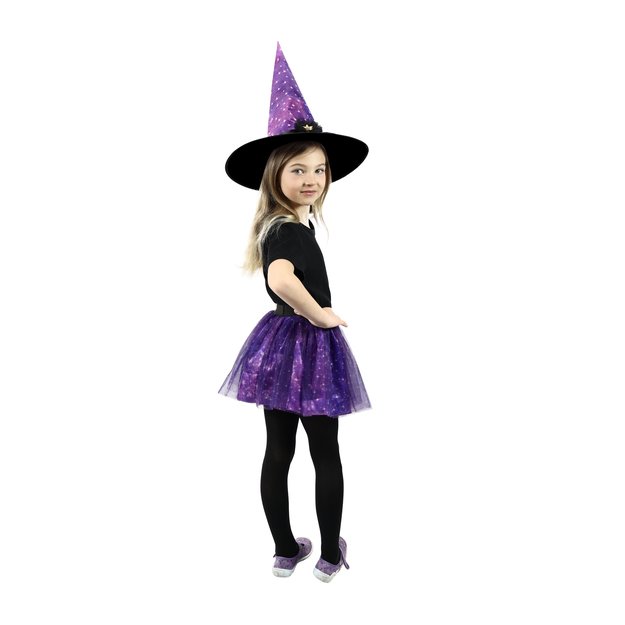 Children costume purple witch tutu skirt with hat 3