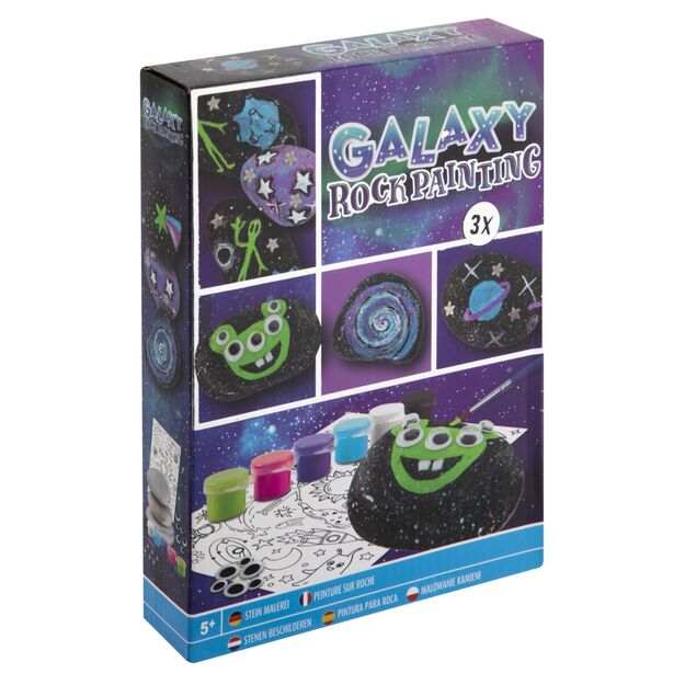 Creative set of painting stones galaxy
