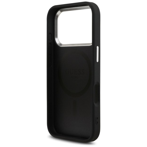 „Guess 4G“ trikampio logotipo „MagSafe“ dėklas iPhone 17 Pro (juodas) 2