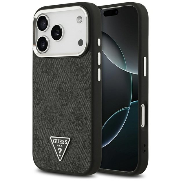 „Guess 4G“ trikampio logotipo „MagSafe“ dėklas iPhone 17 Pro (juodas) 8