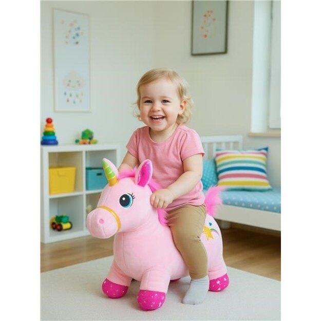 Pliušinis pripučiamas arkliukas su garsu Baby Mix Vienaragis 1