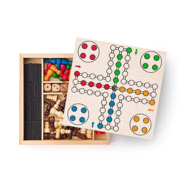 Šachmatai, Ludo, Šaškės, 6 kauliukai ir Domino 4