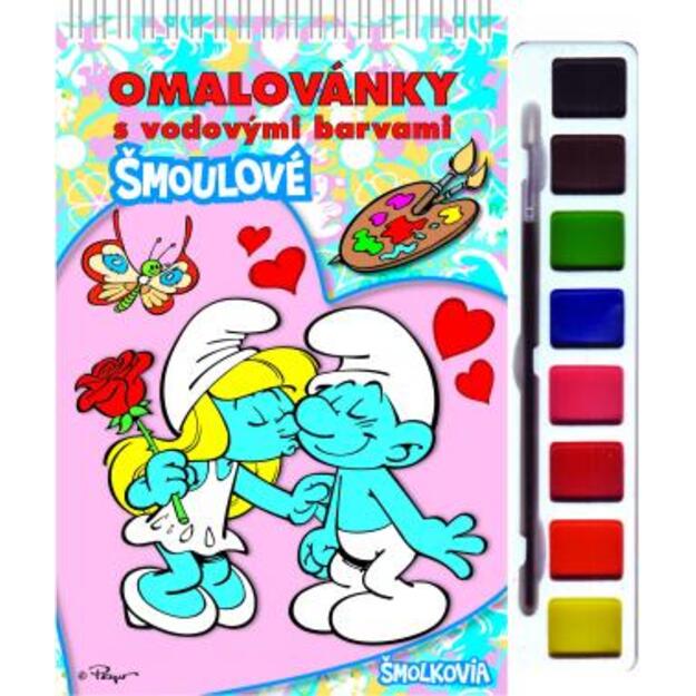 Spalvinimo knygelė su dažais ir teptuku Smurfai 1