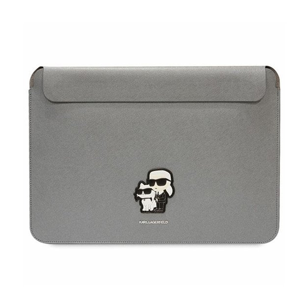 Karl Lagerfeld NFT Saffiano Karl & Choupette Sleeve – 16 colių nešiojamojo kompiuterio dėklas (sidabrinis) 4