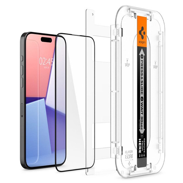 „Spigen GLAS.TR EZ FIT FC“ grūdintas stiklas, skirtas „iPhone 15 Pro Max“ (juodas rėmelis) 2