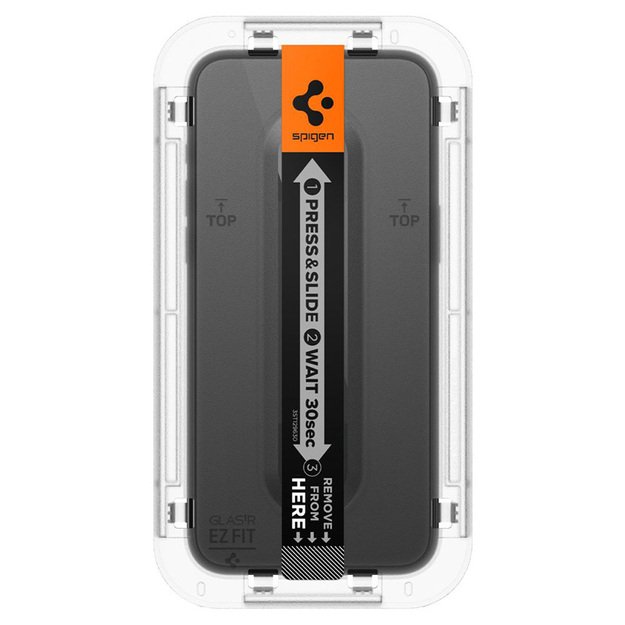 „Spigen GLAS.TR EZ FIT FC“ grūdintas stiklas, skirtas „iPhone 15 Pro Max“ (juodas rėmelis) 4