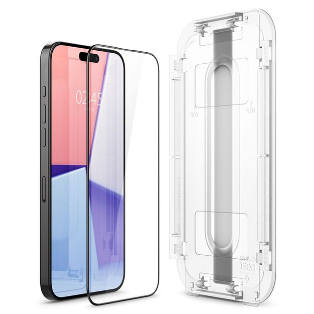 „Spigen GLAS.TR EZ FIT FC“ grūdintas stiklas, skirtas „iPhone 15 Pro Max“ (juodas rėmelis) 1