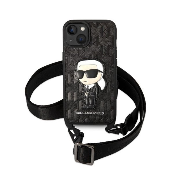 Karl Lagerfeld NFT Monogram Ikonik Patch dėklas, skirtas iPhone 14 (juodas) 2