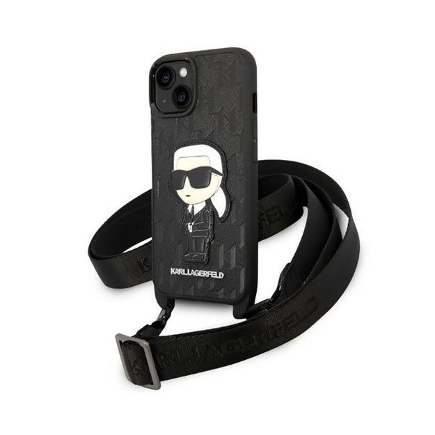 Karl Lagerfeld NFT Monogram Ikonik Patch dėklas, skirtas iPhone 14 (juodas)