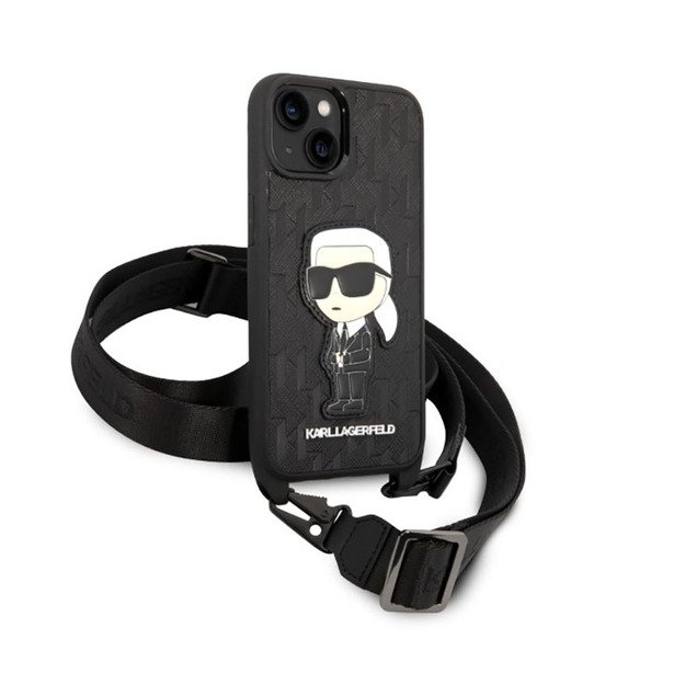 Karl Lagerfeld NFT Monogram Ikonik Patch dėklas, skirtas iPhone 14 (juodas) 3