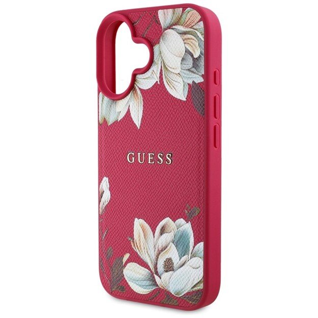„Guess“ grūdėtu raštu margintas gėlių raštas – „MagSafe“ dėklas, skirtas „iPhone 16“ (fuksijos spalvos) 6