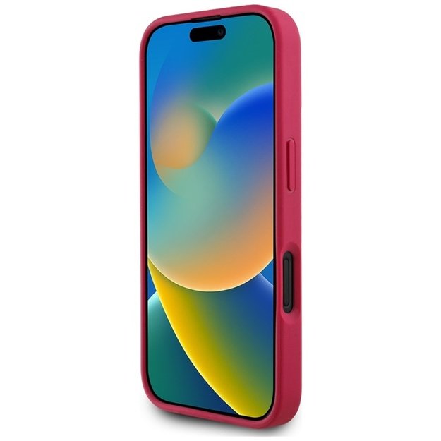 „Guess“ grūdėtu raštu margintas gėlių raštas – „MagSafe“ dėklas, skirtas „iPhone 16“ (fuksijos spalvos) 5