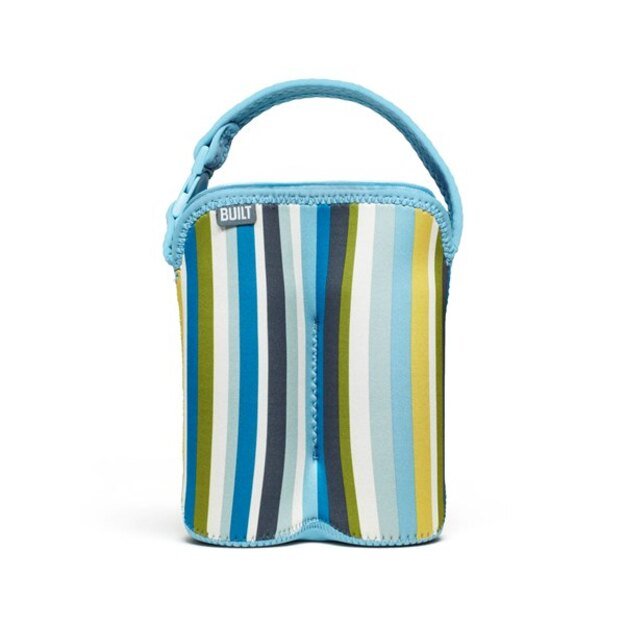 BUILT Bottle Buddy dviejų butelių krepšys su laikikliu (Baby Blue Stripe) 1