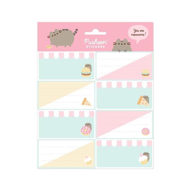 Pusheen – lipdukai užrašų knygeliui ar knygai iš Foodie kolekcijos, 8 x 4 cm