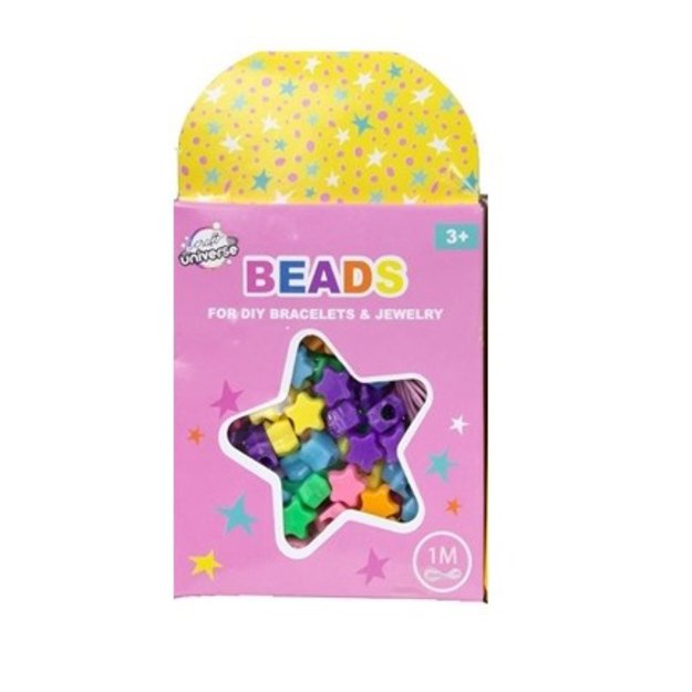 Karoliukų rinkinys - mažos žvaigždutės + 1 metro virvelė