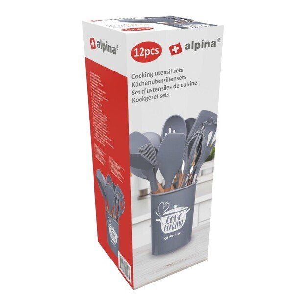 Alpina - Silikoninių virtuvės įrankių rinkinys su stovu, 12 dalių 7