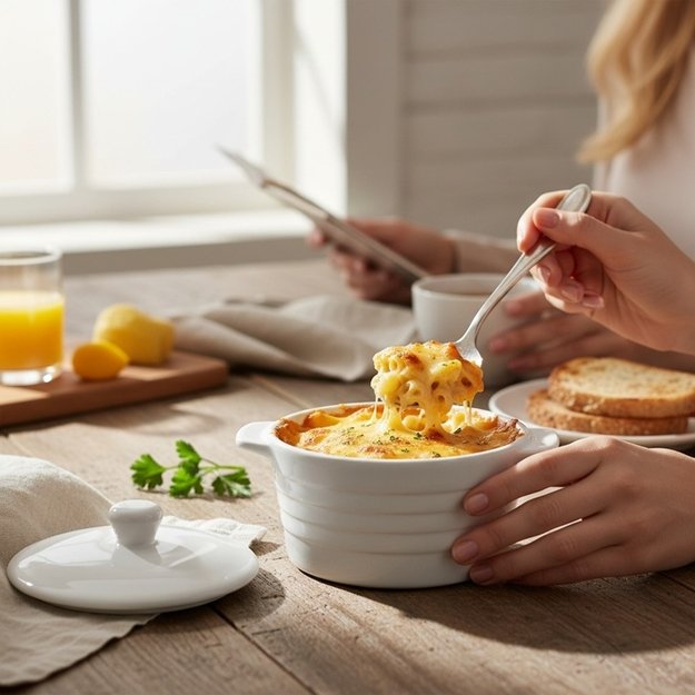 Alpina - Keraminis karščiui atsparus indas su dangčiu, apvalus, 13x10 cm, 210 ml (baltas) 4