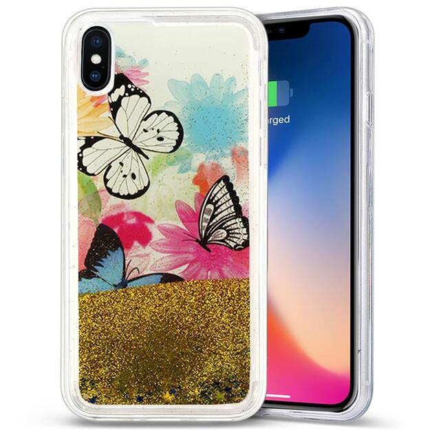 Zizo Liquid Glitter Star dėklas, skirtas iPhone X (drugeliai) 5