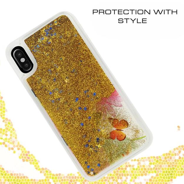 Zizo Liquid Glitter Star dėklas, skirtas iPhone X (drugeliai) 8