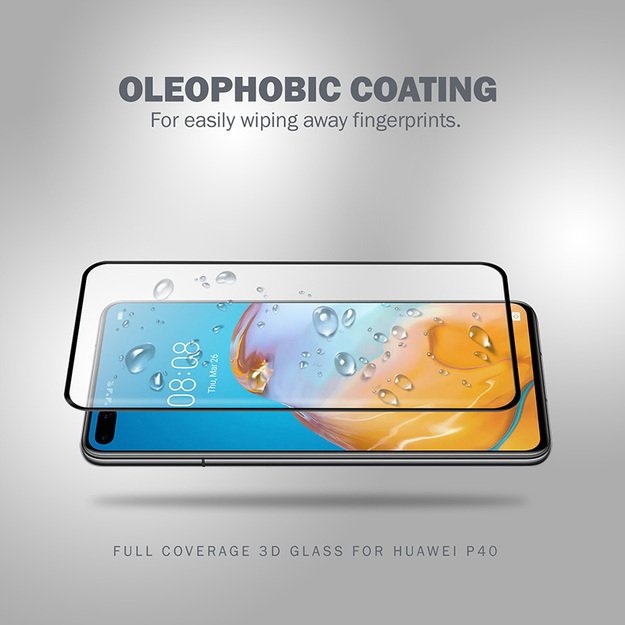 Crong 3D Armor Glass 9H viso ekrano grūdintas stiklas Huawei P40 + montavimo rėmas 14