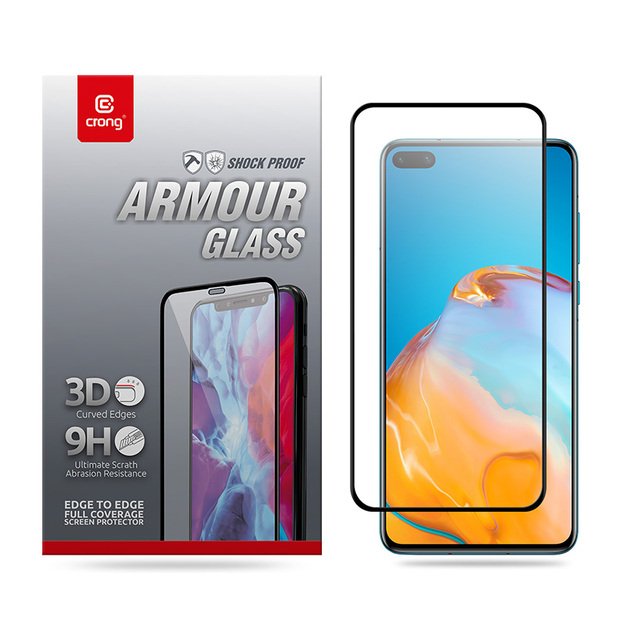 Crong 3D Armor Glass 9H viso ekrano grūdintas stiklas Huawei P40 + montavimo rėmas