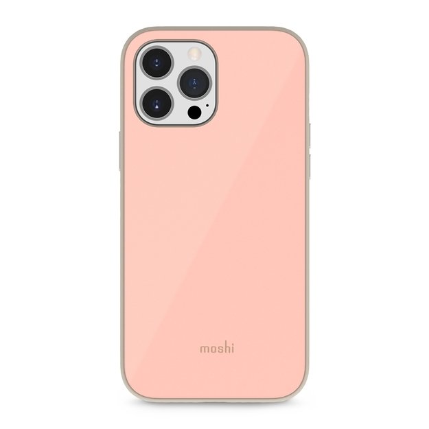 „Moshi iGlaze“ – aukščiausios kokybės hibridinis dėklas, skirtas „iPhone 13 Pro Max“ („SnapTo“ sistema) („Dahlia Pink“)