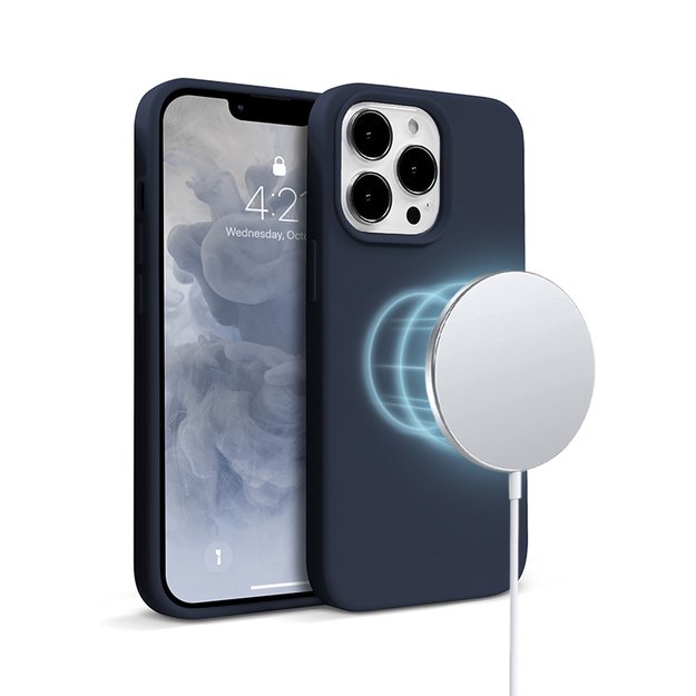 „Crong Color Cover“ magnetinis dėklas, skirtas „iPhone 13 Pro Max“ (tamsiai mėlynas)