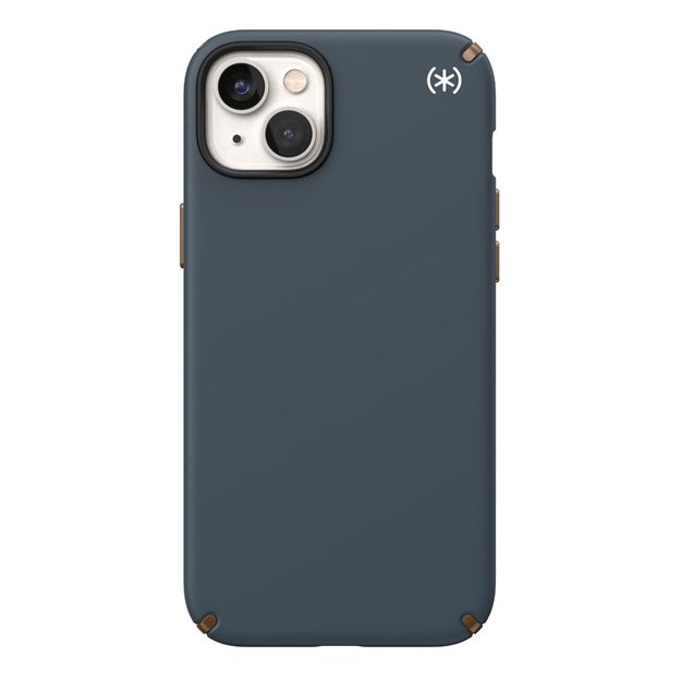 Speck Presidio2 Pro – iPhone 15 Plus / 14 Plus dėklas su MICROBAN danga (anglis / šalta bronza / šiferis)