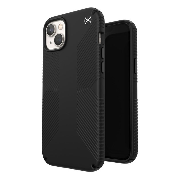 Presidio2 Grip – iPhone 15 Plus / 14 Plus dėklas su MICROBAN danga (juoda / juoda / balta)