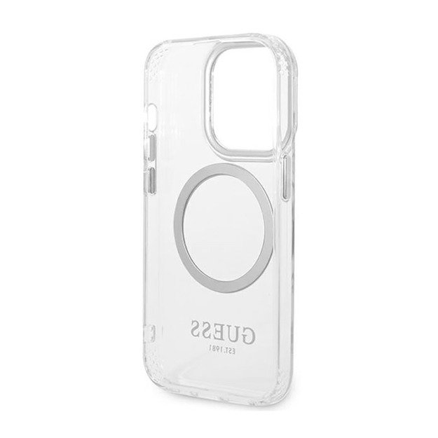 Guess Metal Outline MagSafe – dėklas, skirtas iPhone 14 Pro (skaidrus) 24