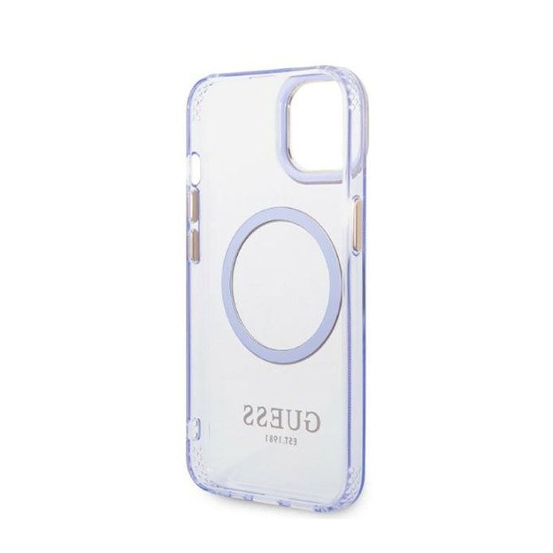 „Guess Gold Outline“ permatomas „MagSafe“ – dėklas, skirtas „iPhone 14“ (violetinė) 15