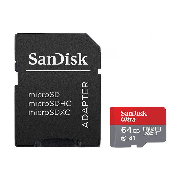 SanDisk Ultra microSDXC - Atminties kortelė 64 GB A1 Class 10 UHS-I 140 MB/s su adapteriu